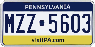 PA license plate MZZ5603