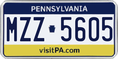 PA license plate MZZ5605