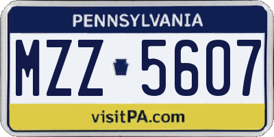 PA license plate MZZ5607