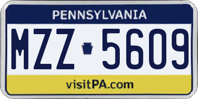 PA license plate MZZ5609