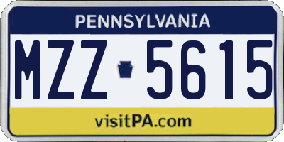 PA license plate MZZ5615