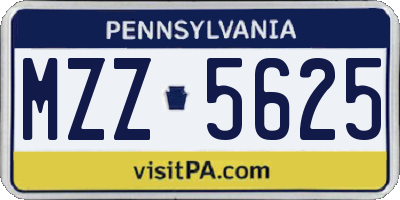 PA license plate MZZ5625