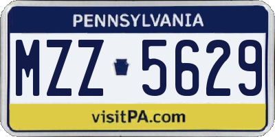 PA license plate MZZ5629