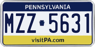 PA license plate MZZ5631