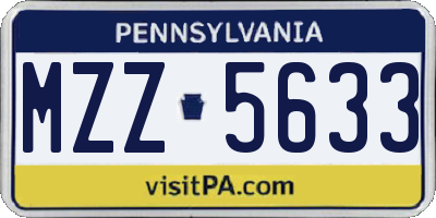 PA license plate MZZ5633