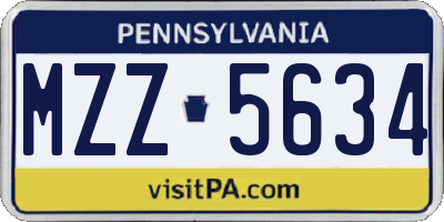 PA license plate MZZ5634