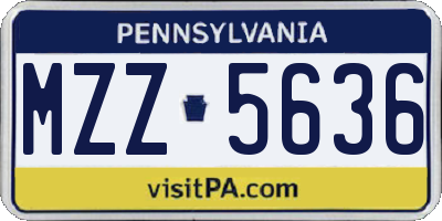 PA license plate MZZ5636