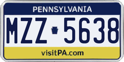 PA license plate MZZ5638