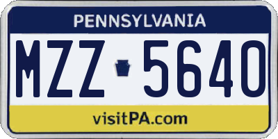 PA license plate MZZ5640