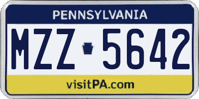 PA license plate MZZ5642