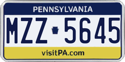 PA license plate MZZ5645