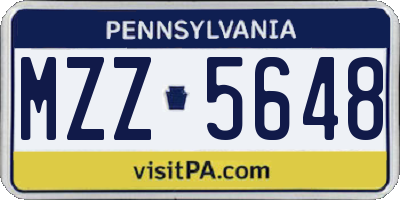 PA license plate MZZ5648