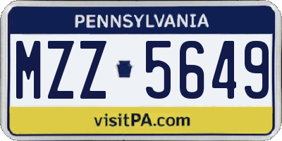 PA license plate MZZ5649
