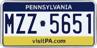PA license plate MZZ5651