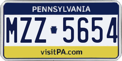 PA license plate MZZ5654
