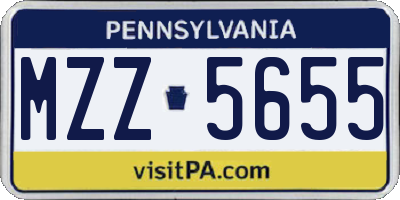 PA license plate MZZ5655