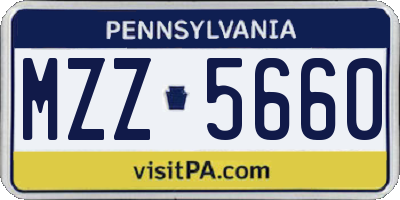 PA license plate MZZ5660