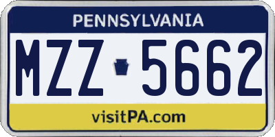PA license plate MZZ5662