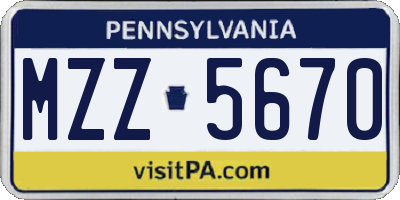 PA license plate MZZ5670