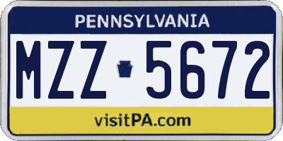 PA license plate MZZ5672