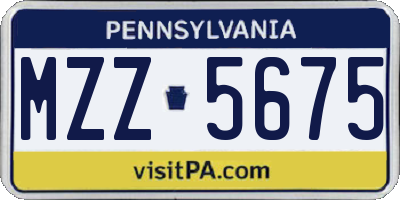 PA license plate MZZ5675