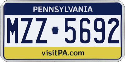 PA license plate MZZ5692