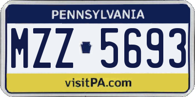 PA license plate MZZ5693