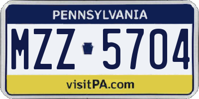PA license plate MZZ5704