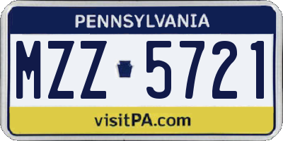 PA license plate MZZ5721