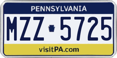 PA license plate MZZ5725