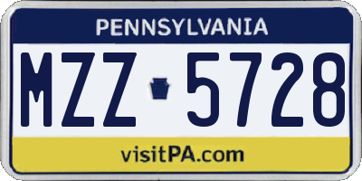 PA license plate MZZ5728