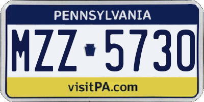 PA license plate MZZ5730