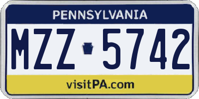 PA license plate MZZ5742