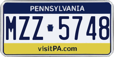 PA license plate MZZ5748