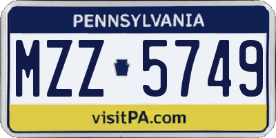 PA license plate MZZ5749