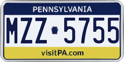 PA license plate MZZ5755