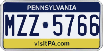 PA license plate MZZ5766