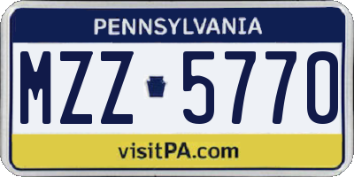 PA license plate MZZ5770