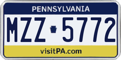 PA license plate MZZ5772
