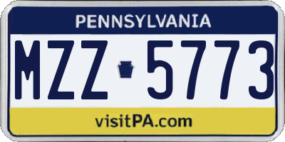PA license plate MZZ5773