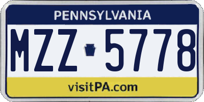 PA license plate MZZ5778