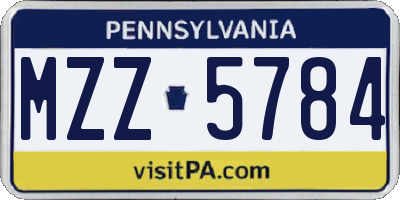 PA license plate MZZ5784