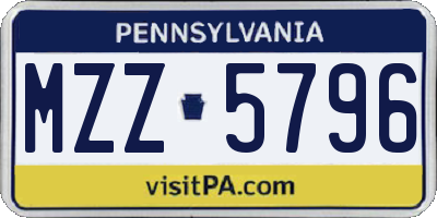 PA license plate MZZ5796