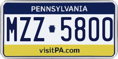 PA license plate MZZ5800