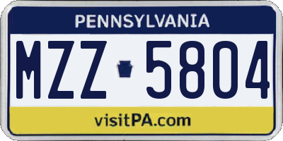 PA license plate MZZ5804