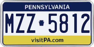 PA license plate MZZ5812