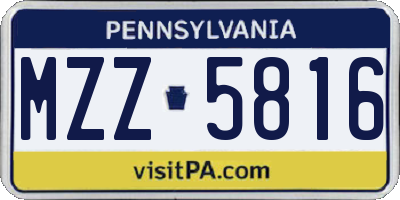 PA license plate MZZ5816