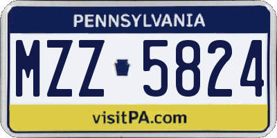 PA license plate MZZ5824