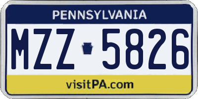 PA license plate MZZ5826