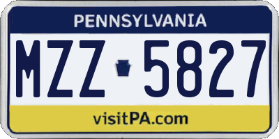 PA license plate MZZ5827
